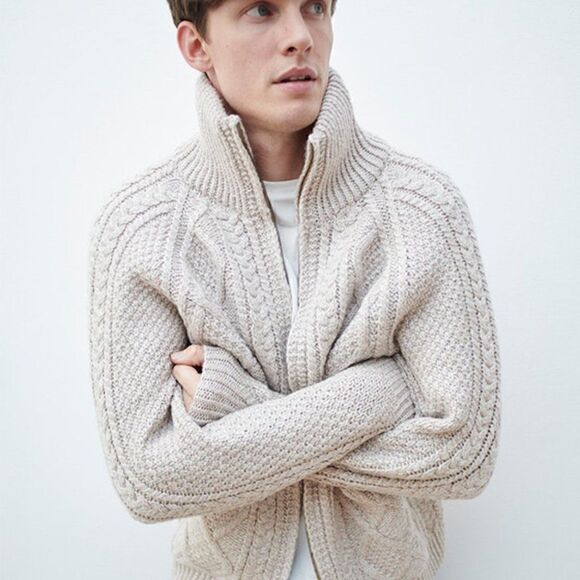 NWT Aran Island  Handknit  Cardigan SIze Mens S 100% Merino Wool Made in Ireland - Picture 2 of 11